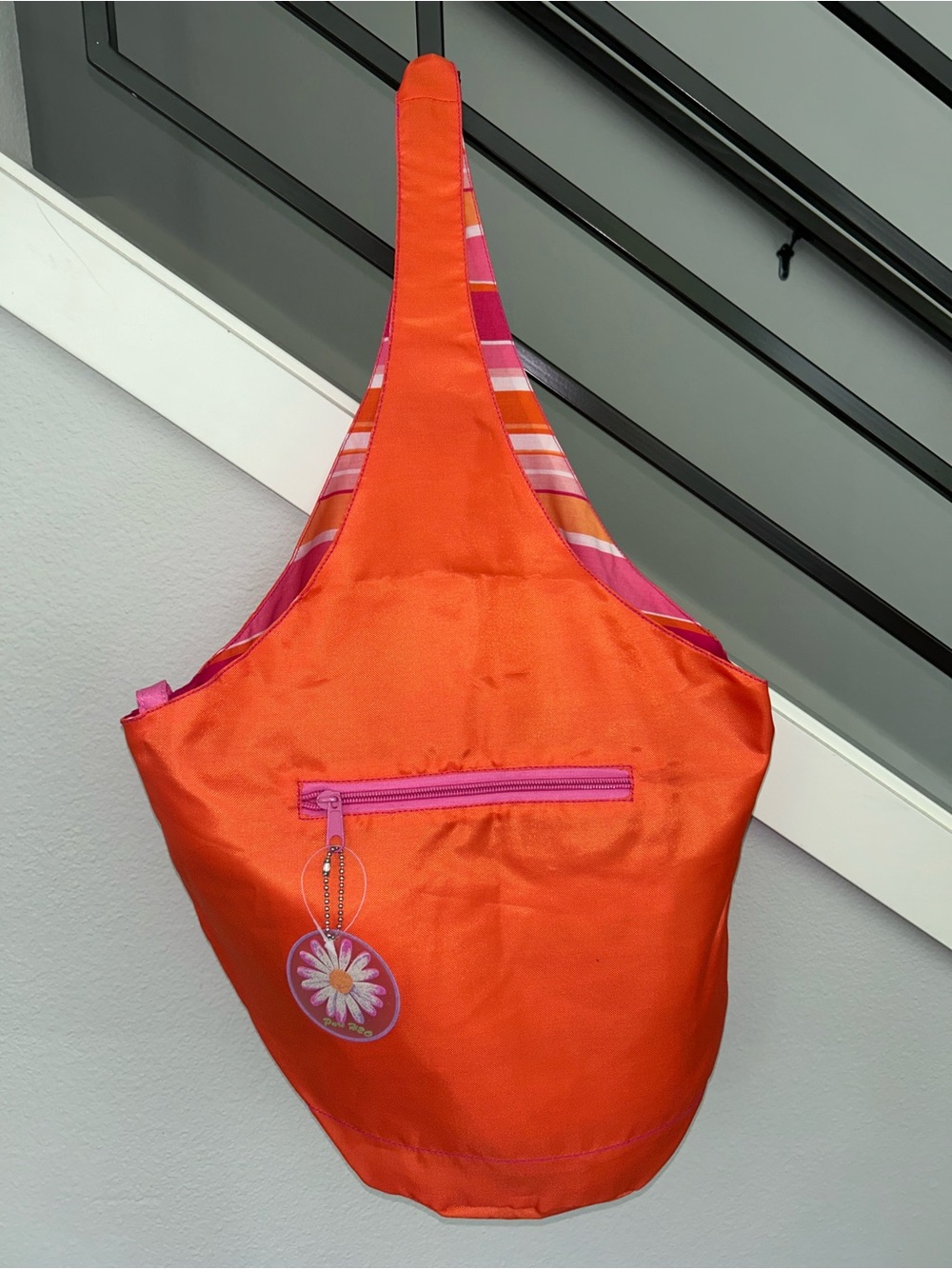 New lightweight orange and stripe carry bag reversible